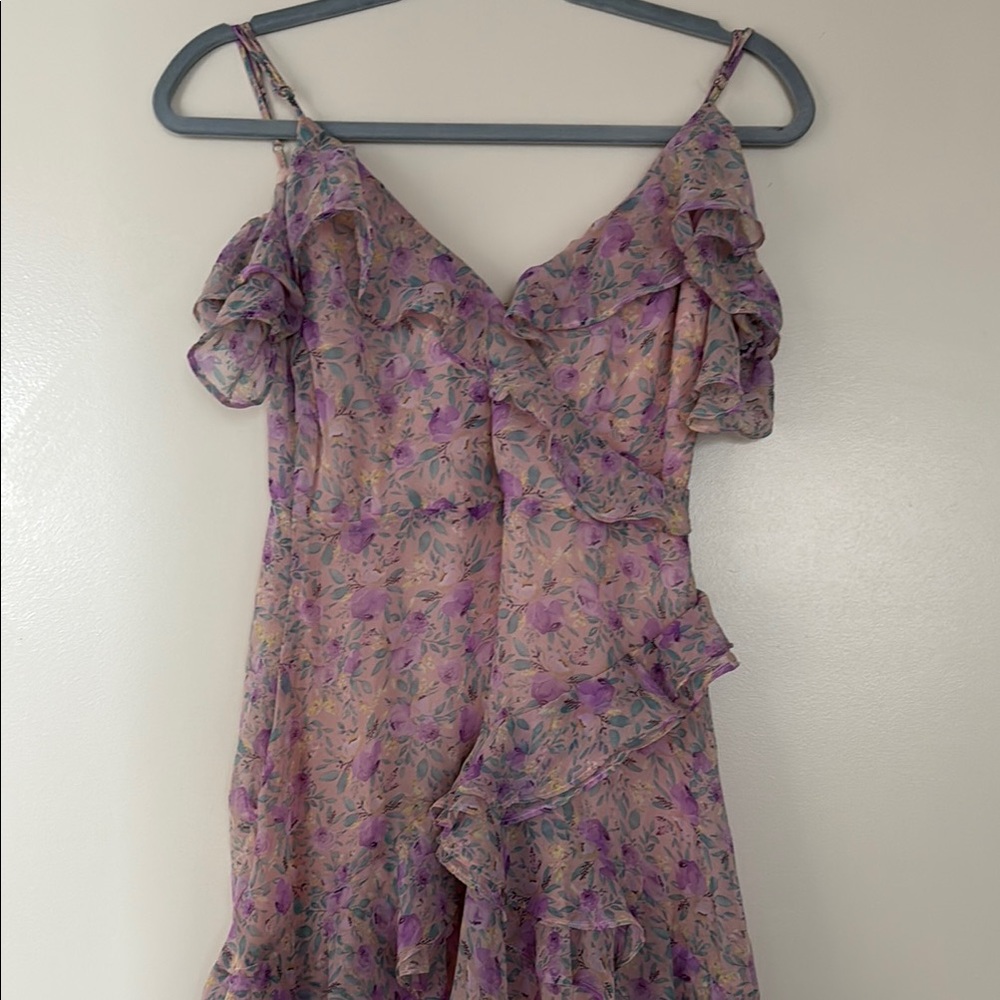 Astr Purple and Pink Floral Dress
